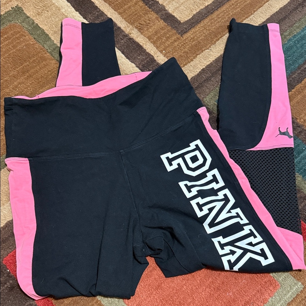 PINK Victoria's Secret Black and Pink Leggings